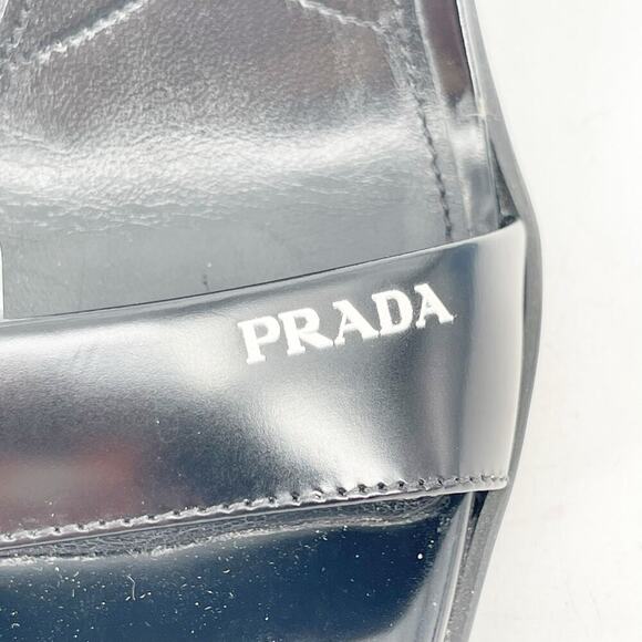 Prada Black Leather Logo Ankle Strap Strappy Sporty Heel Sandal size IT 39 - Picture 9 of 14